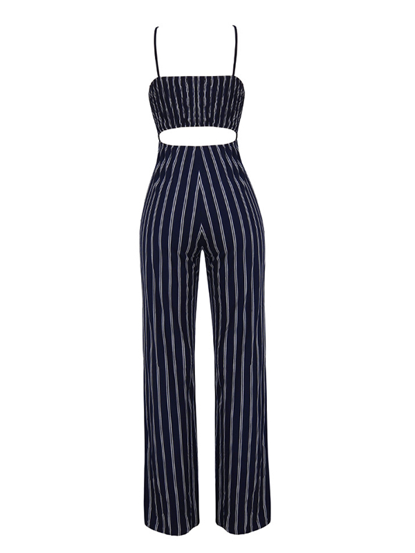 Stylish Striped Royalblue Cotton One Piece Jumpsuitslw Fashion Online