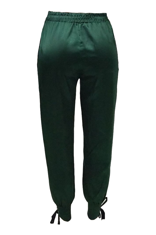 green polyester pants