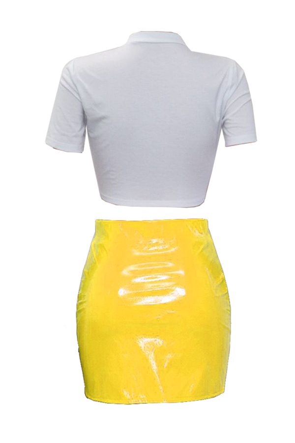 LovelyCasual Printed Yellow Twopiece Skirt SetLW Fashion Online For