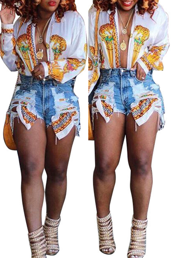 Lovely Casual Printed White Blending BlousesLW Fashion Online For