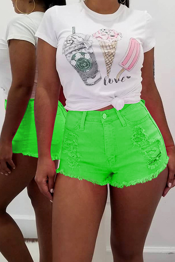 Lovely Casual High Waist Pink Denim ShortsLW Fashion Online For Women