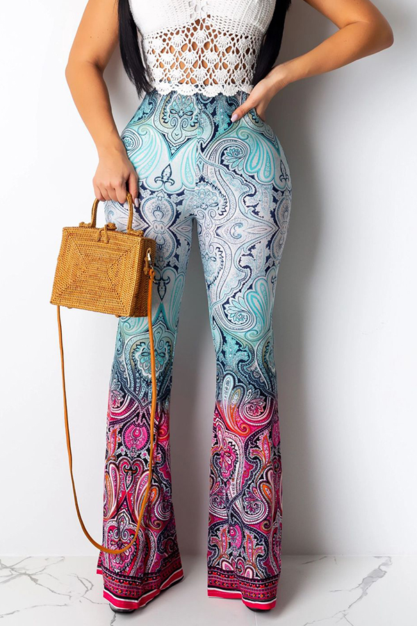 Lovely Trendy Printed Cyan PantsLW | Fashion Online For Women ...