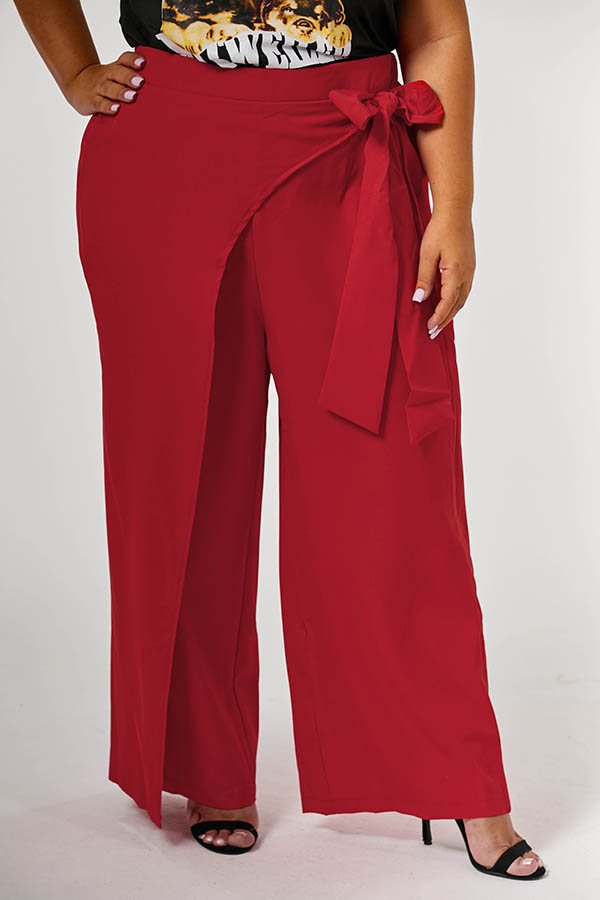 Lovely Casual Lace-up Red Plus Size PantsLW | Fashion Online For Women ...