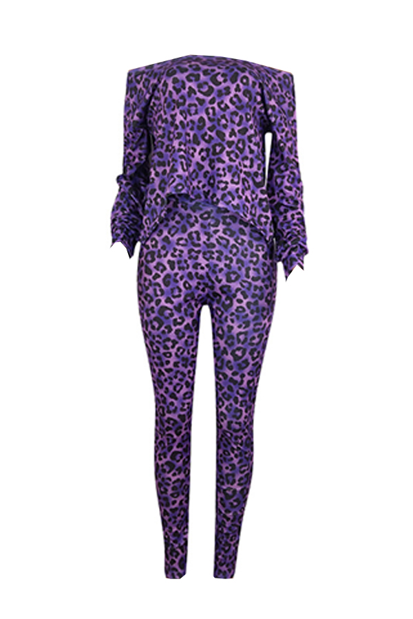 purple leopard print pants