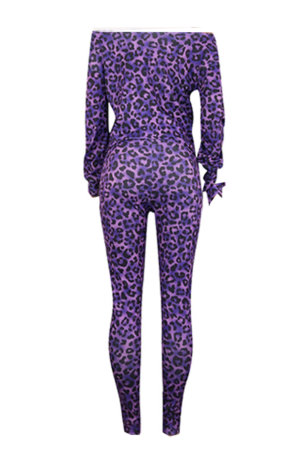 Lovely Casual Leopard Printed Purple Two-piece Pants SetLW | Fashion ...