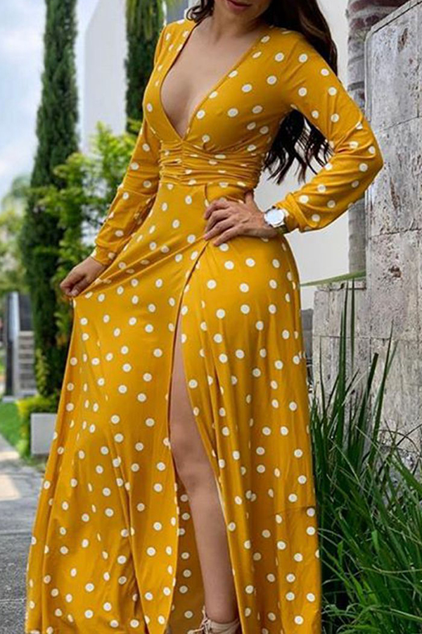 yellow floor length gown