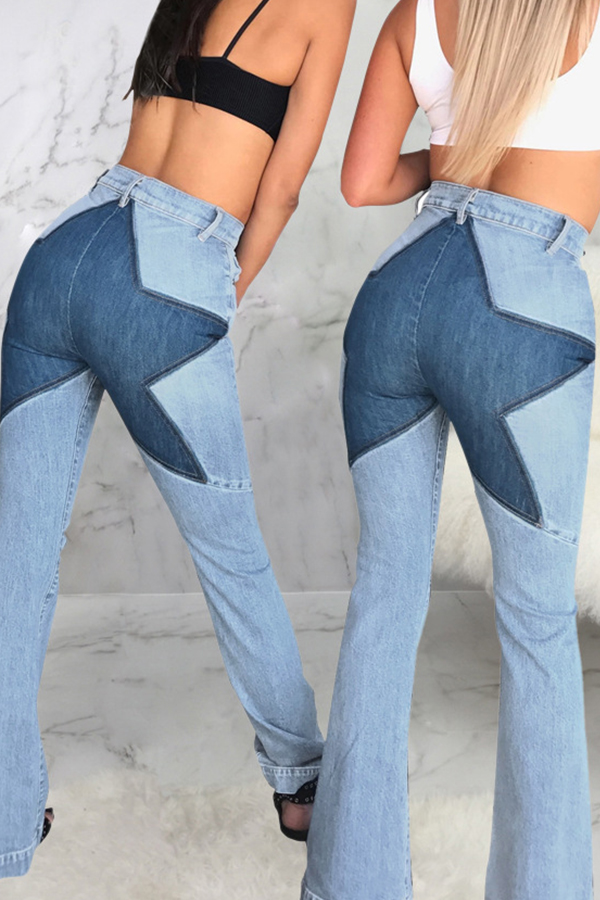 Lovely Casual Star Baby Blue JeansLW Fashion Online For Women