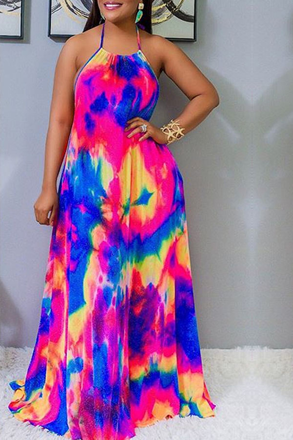 Lovely Casual Spaghetti Strap Print Multicolor Maxi DressLW | Fashion ...