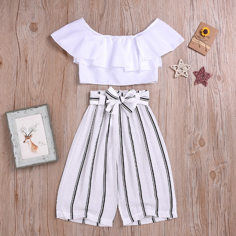 lovely Casual Striped White Girl Two-piece Pants SetLW | Fashion Online ...