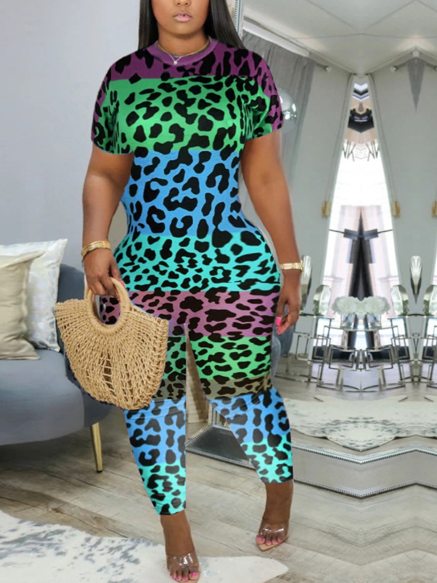 leopard print green top