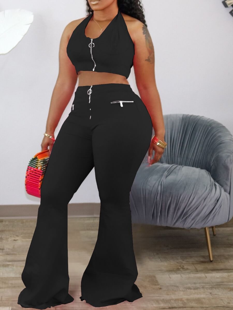 black zipper pants