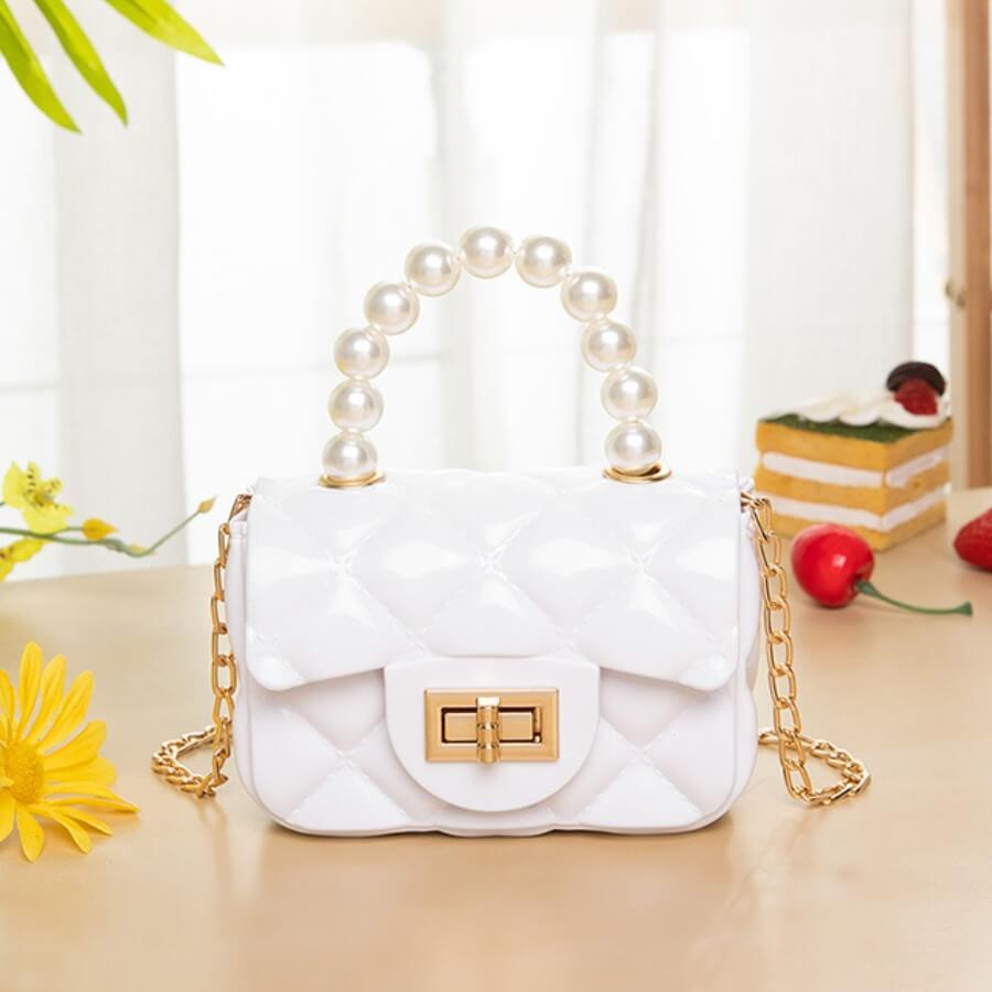 white chain strap bag