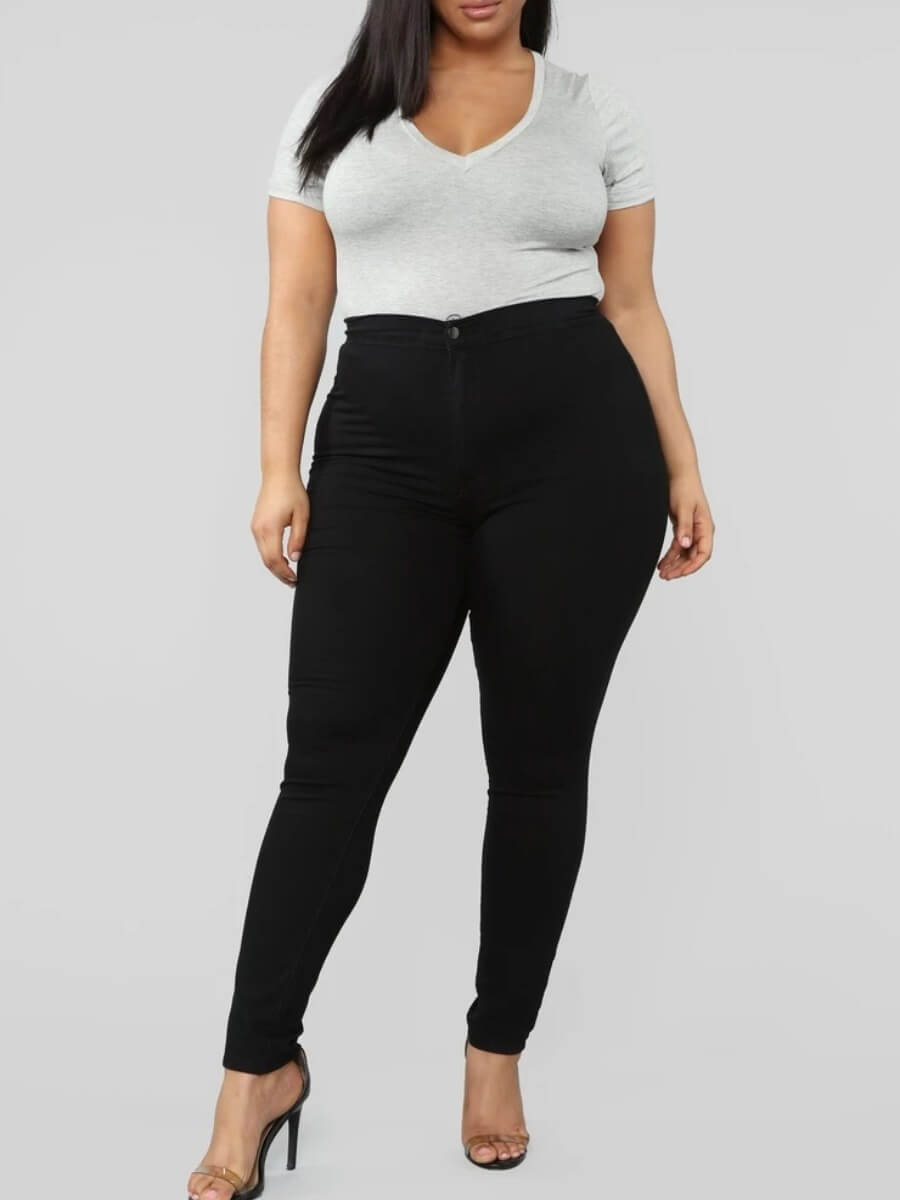 Lovely Casual Basic Skinny Black Plus Size JeansLW | Fashion Online For ...