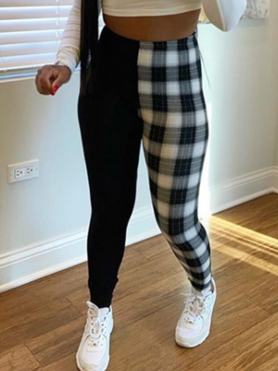 grid print pants