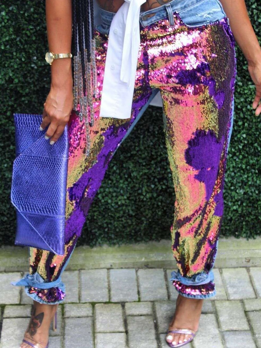 patchwork blue jeans