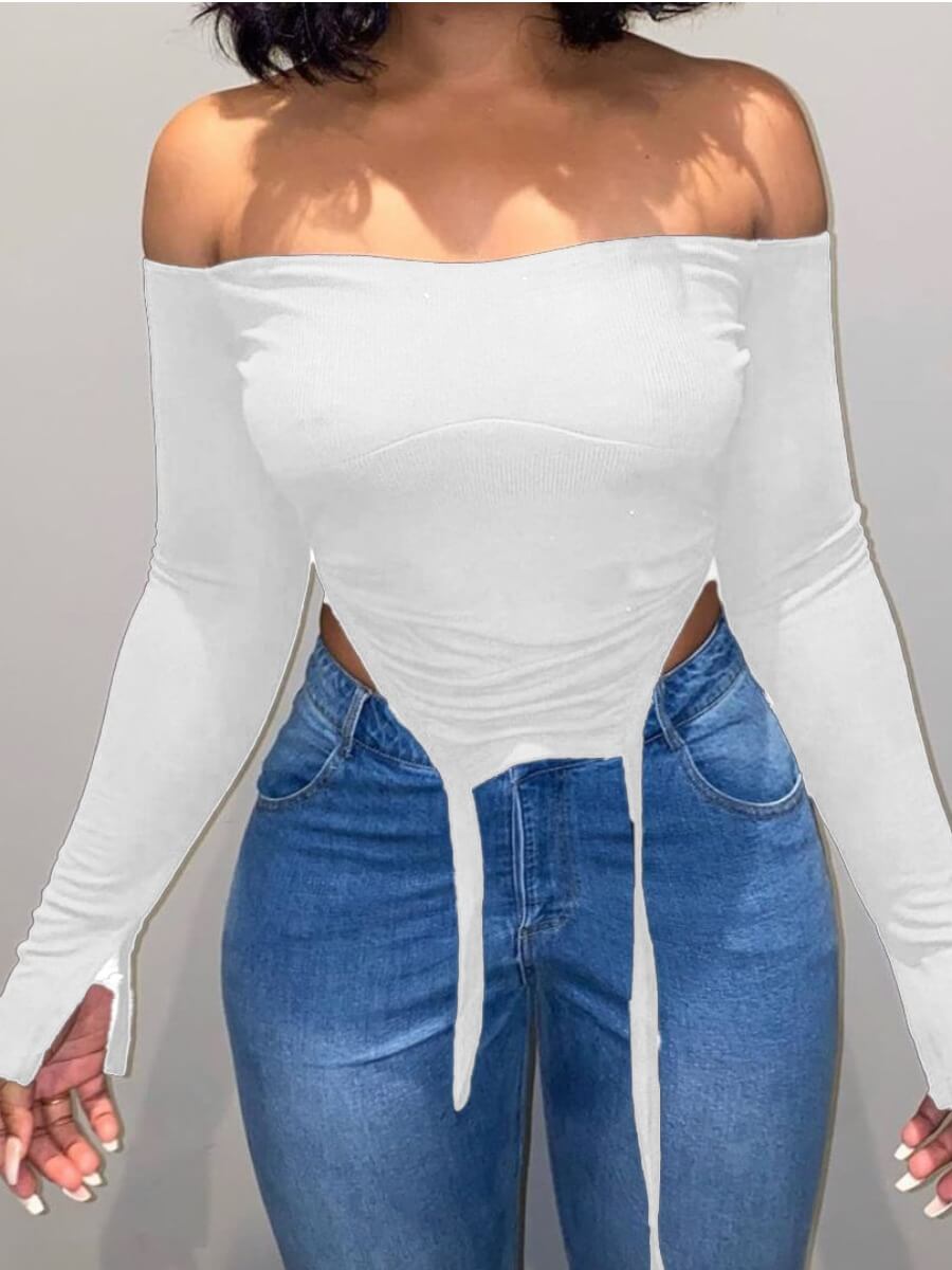 asymmetrical off the shoulder top