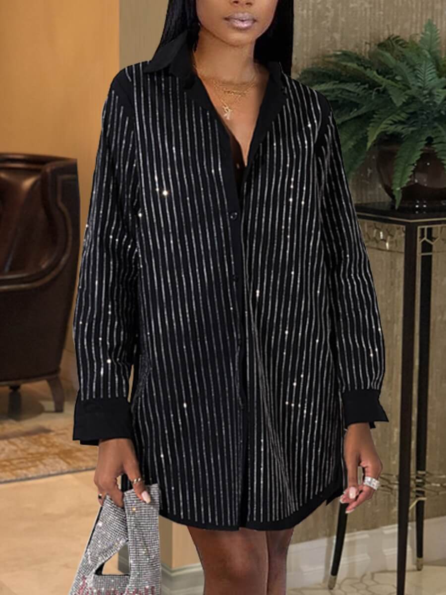 black knee length shirt dress