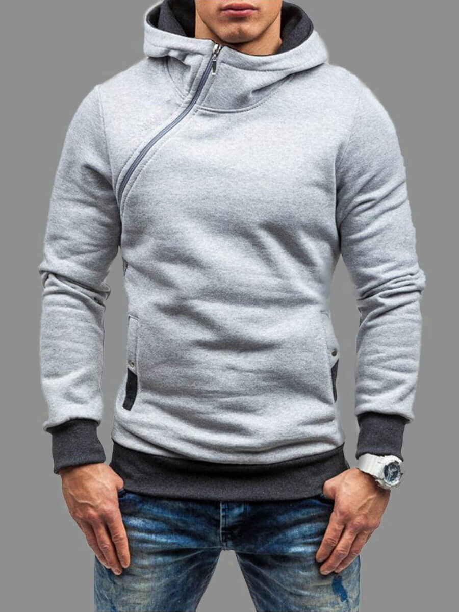 Lovely Casual Hooded Collar Zipper Grey Men HoodieLW | Fashion Online ...