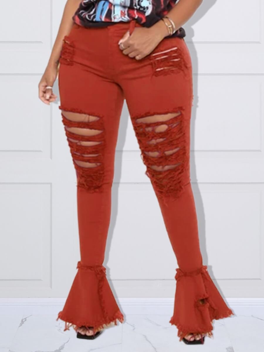 red plus size jeans