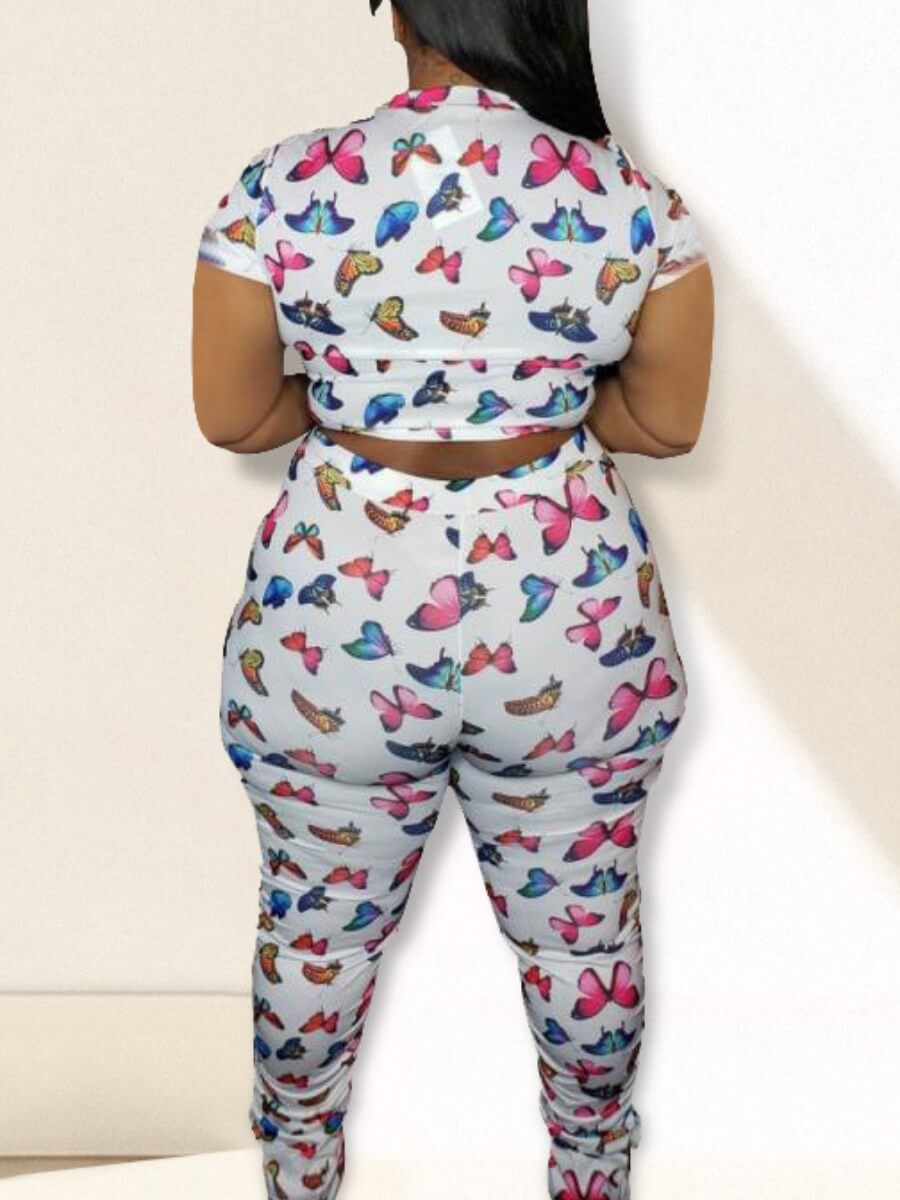 white butterfly pants