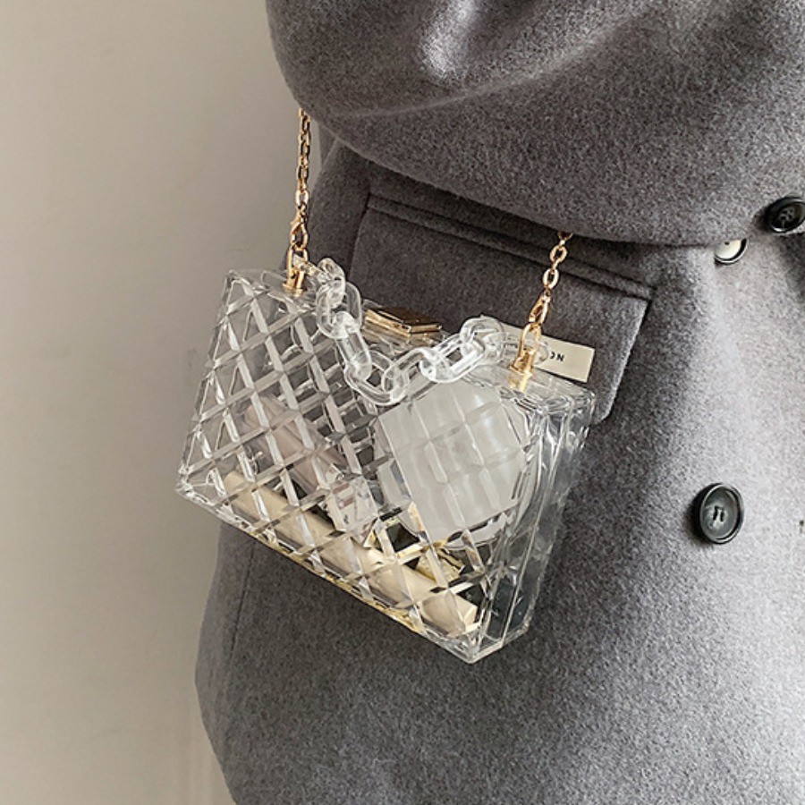 Lovely Casual See-through Chain Strap Clear Lucite Crossbody BagLW ...